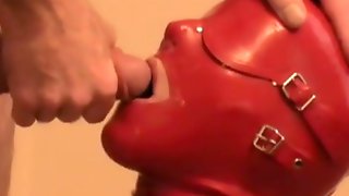 My red masked Slave serving my dick