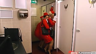 Charming stewardess Luna Corazon sucks..