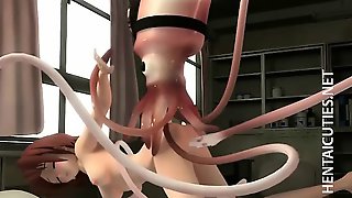 3D anime hottie fucking long tentacles