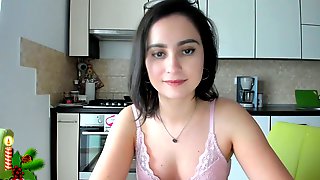 Teen masturbating while cooking