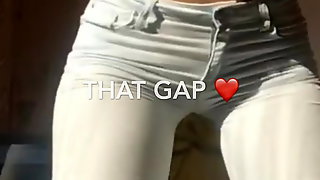 Cameltoe tight white pants thighgap gap