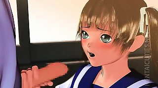 3D anime cutie gives blowjob