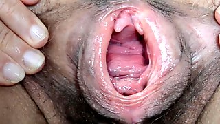 Wet and Hairy gaped pussy