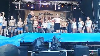 Tits out on stage for wet t-shirt contest
