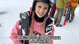Teeny fucks publicly with the ski..