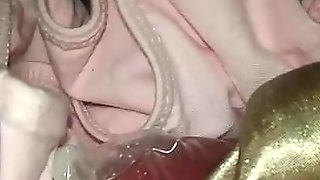 Humping and cumming in condom with..