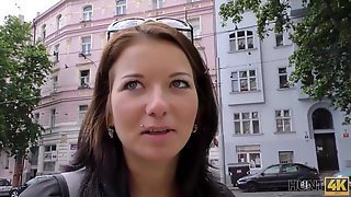 Czech brunette is sucking a random guys..